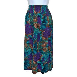 Liz Baker Womens Fairy Grunge Maxi Skirt Crepe 14 Dark Floral Cottagecore Artsy